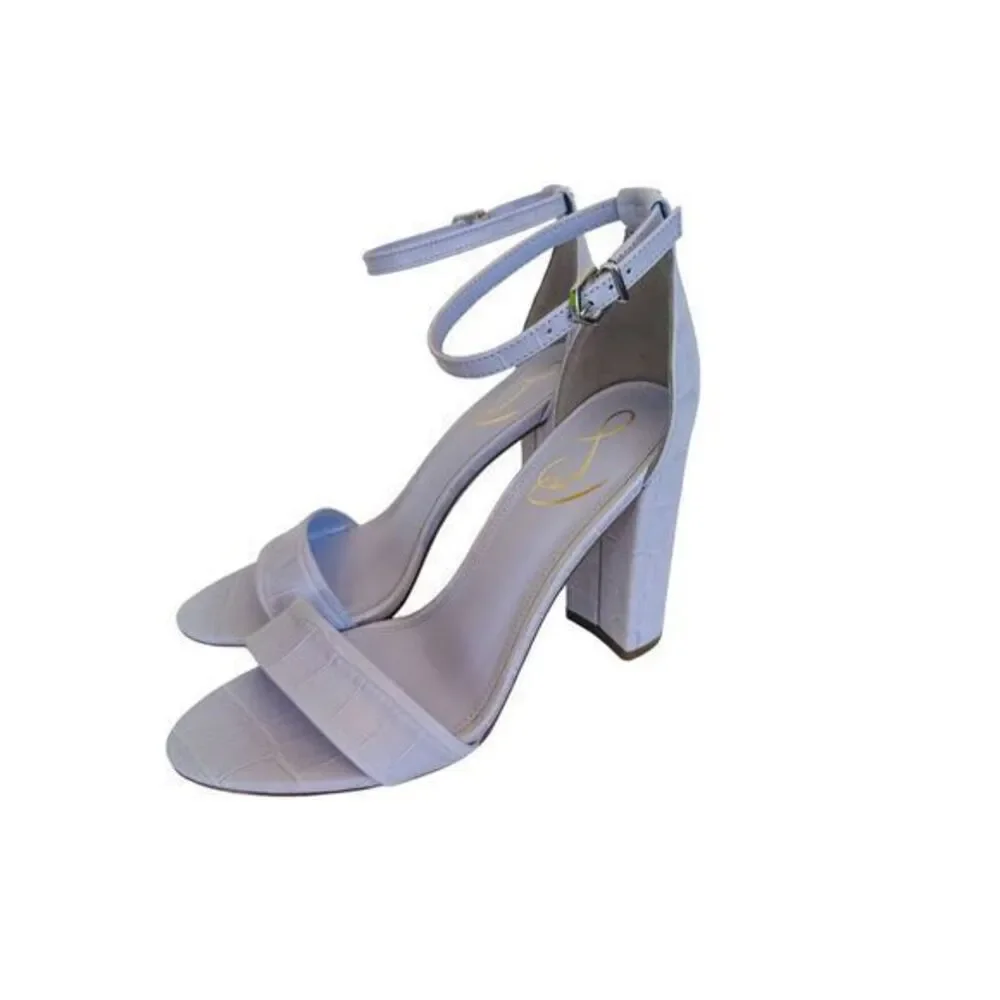 Sam Edelman Yaro Ankle Strap Sandal Misty Lilac Crocoprtlea ‎ Size NWB 7.5 M